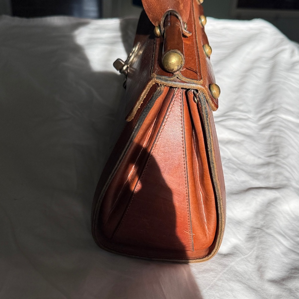 Vintage 60s 70s JOHN ROMAIN Leather Satchel Bag Handbag Doctor Hardbody RARE EVC - Picture 4 of 8